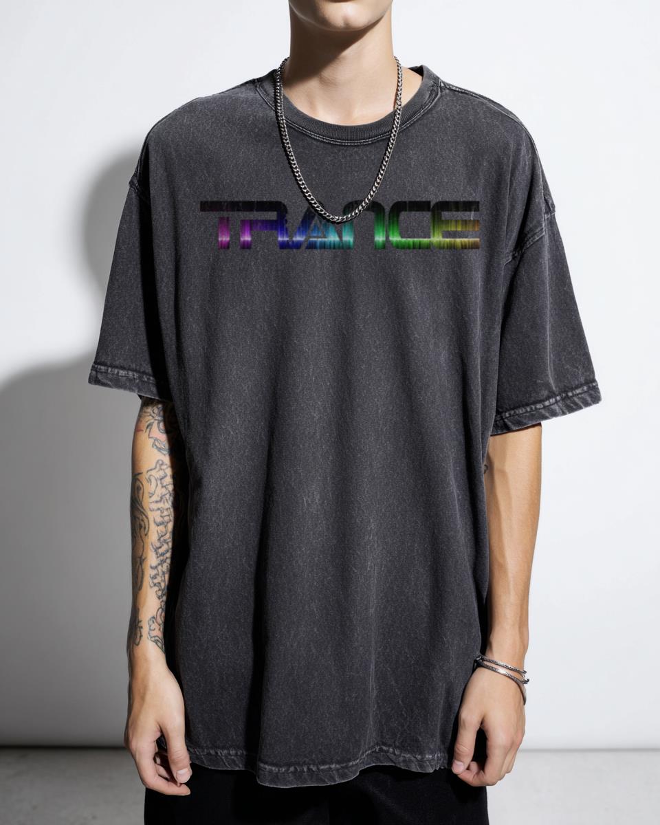 Vibrant Trance Rainbow Sound Wave T-Shirt - Electronic Music EDM Festival Wear for DJs