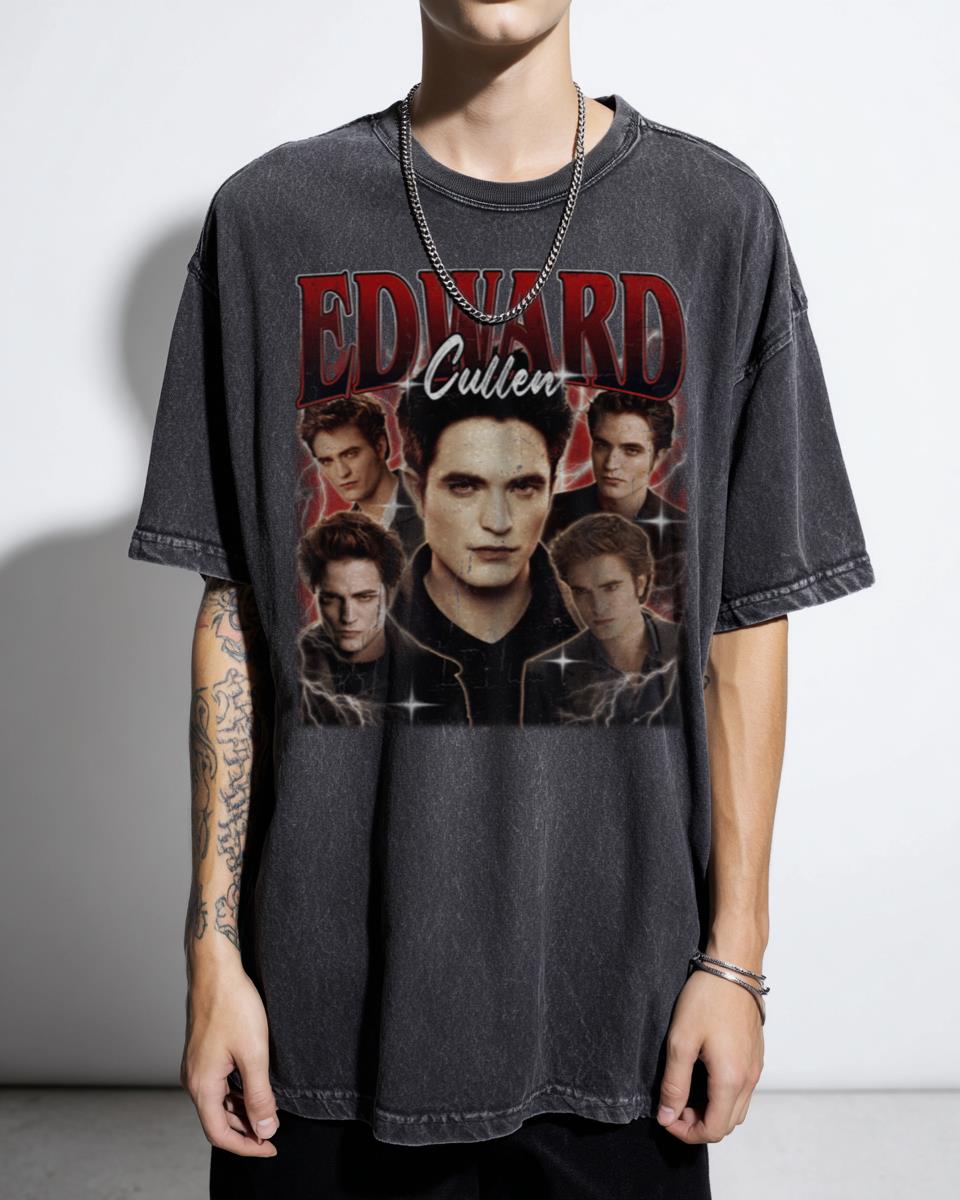 Vintage 90s Edward Cullen Vampire Movie T-Shirt - Robert Pattinson Retro Fan Art