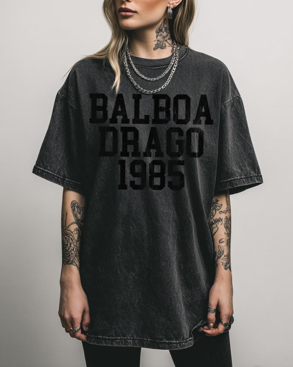 Vintage Balboa vs. Drago 1985 Boxing T-Shirt – Retro Rocky Movie Fan Apparel