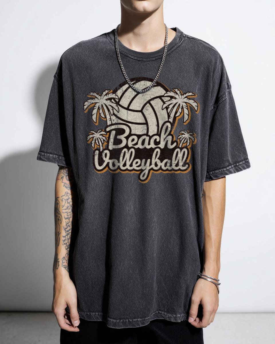 Vintage Beach Volleyball Art Sport T-Shirt - Retro Setter Spike Attack
