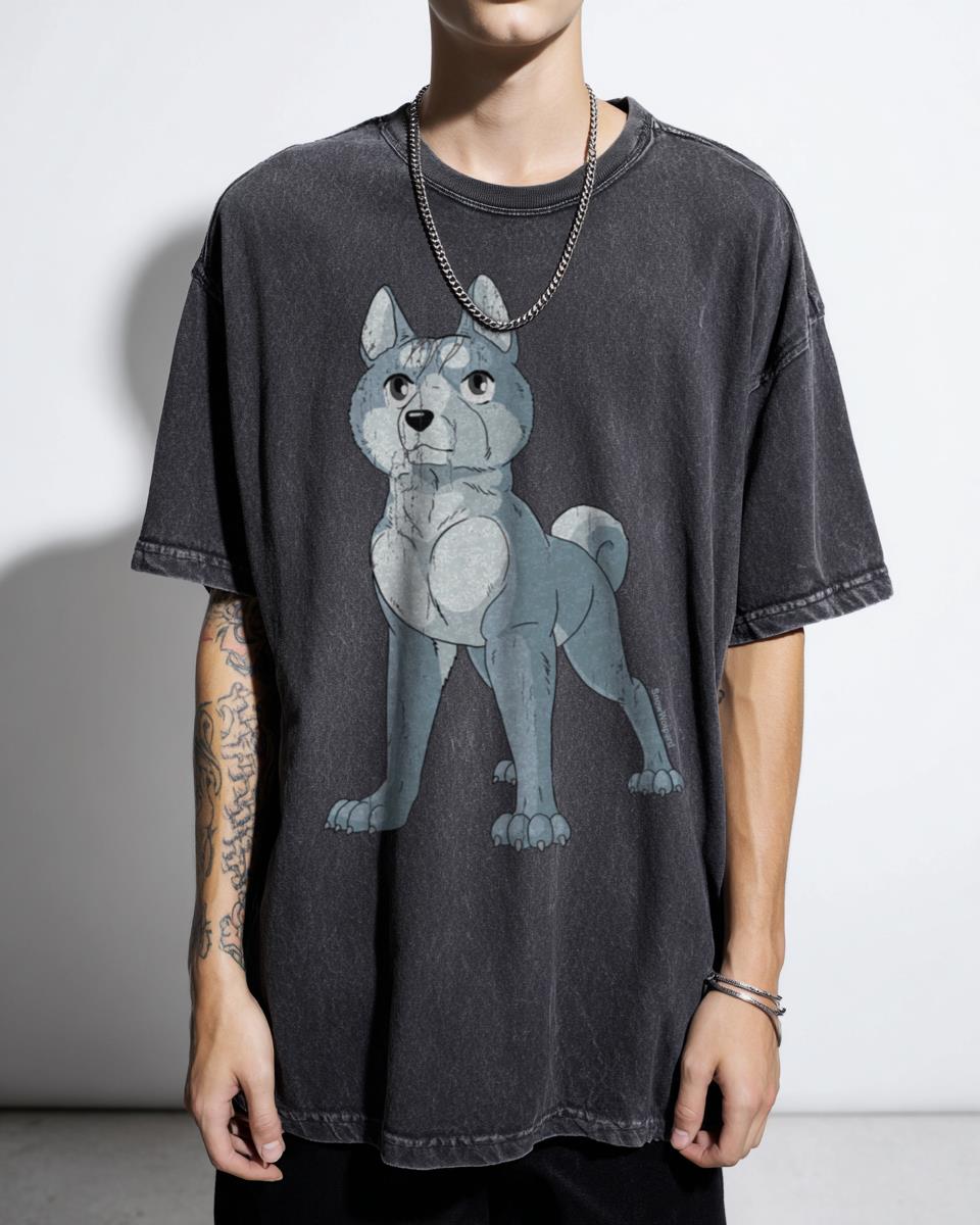 Vintage Ginga Nagareboshi Gin 'Gin' Anime T-Shirt - Silver Fang Akita Inu