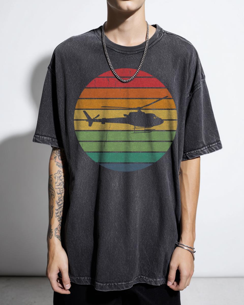 Vintage Military Helicopter T-Shirt - Retro 70s 80s Aviation Fan Gear