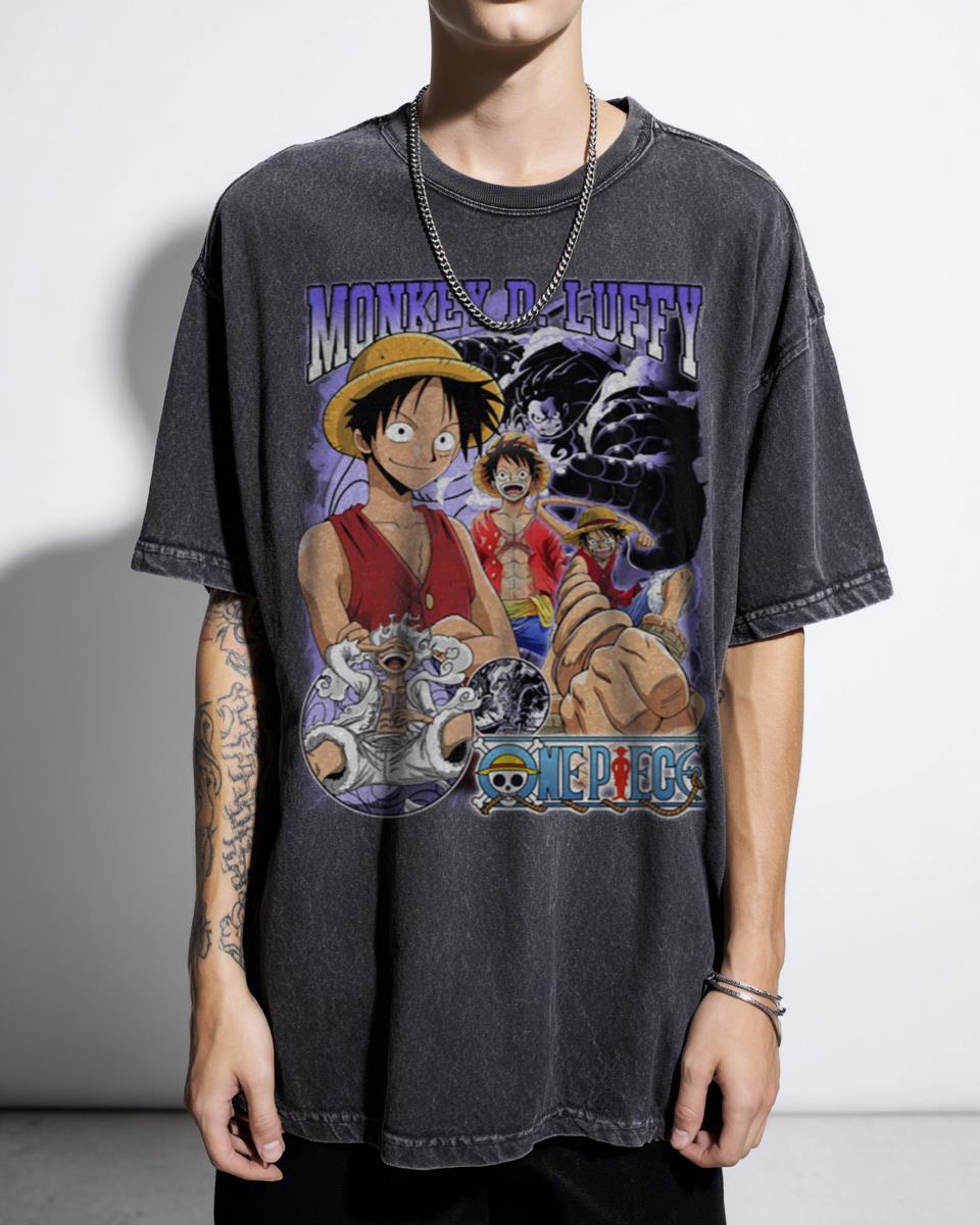 Vintage Monkey D. Luffy One Piece Anime T-Shirt - Retro Manga Art