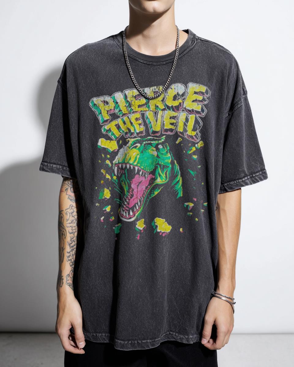 Vintage Pierce The Veil Dinosaur Pop Punk Band T-Shirt - Emo Rock Fan Unisex