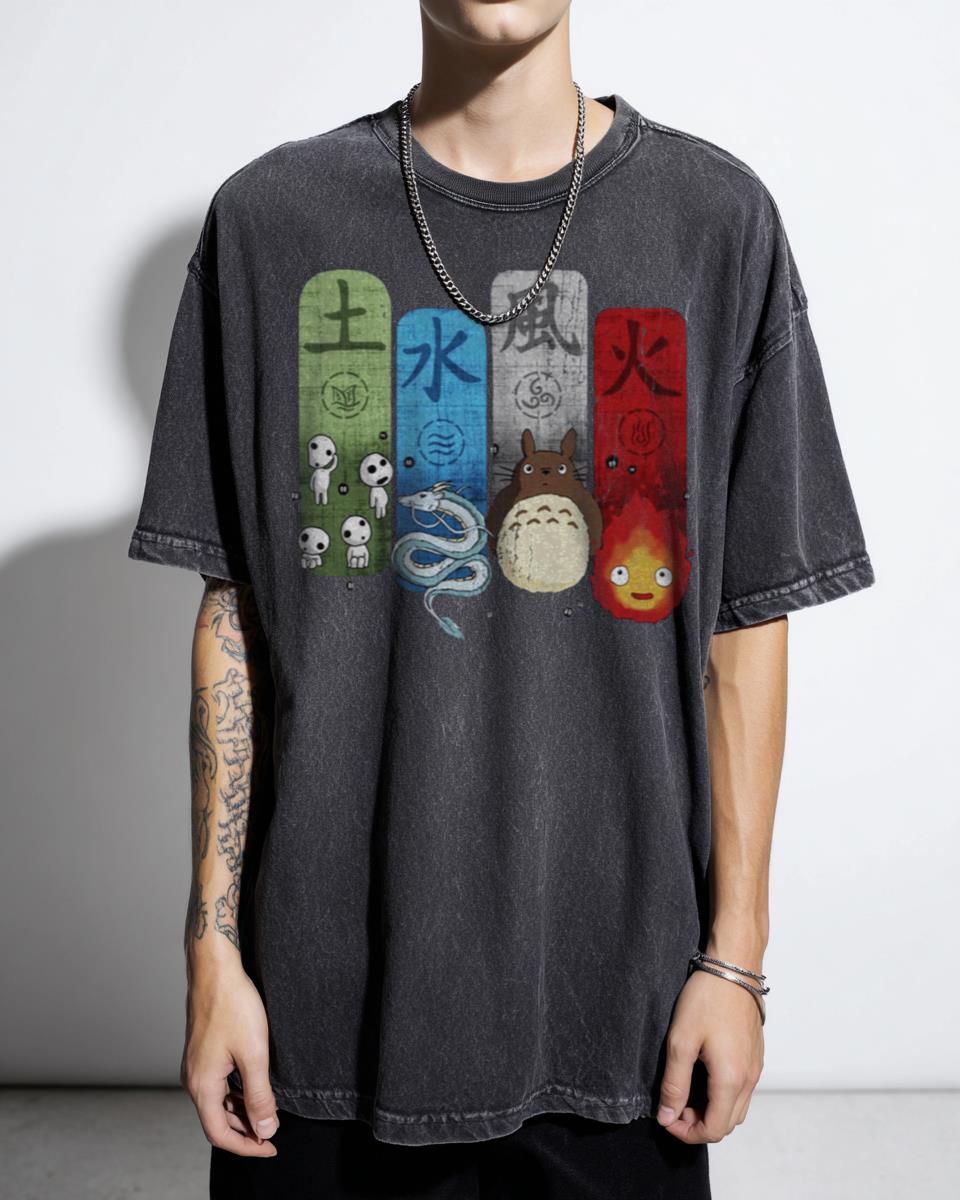 Vintage Totoro Charm Japanese Retro Anime T-Shirt - Nostalgic Studio Ghibli Art Tee