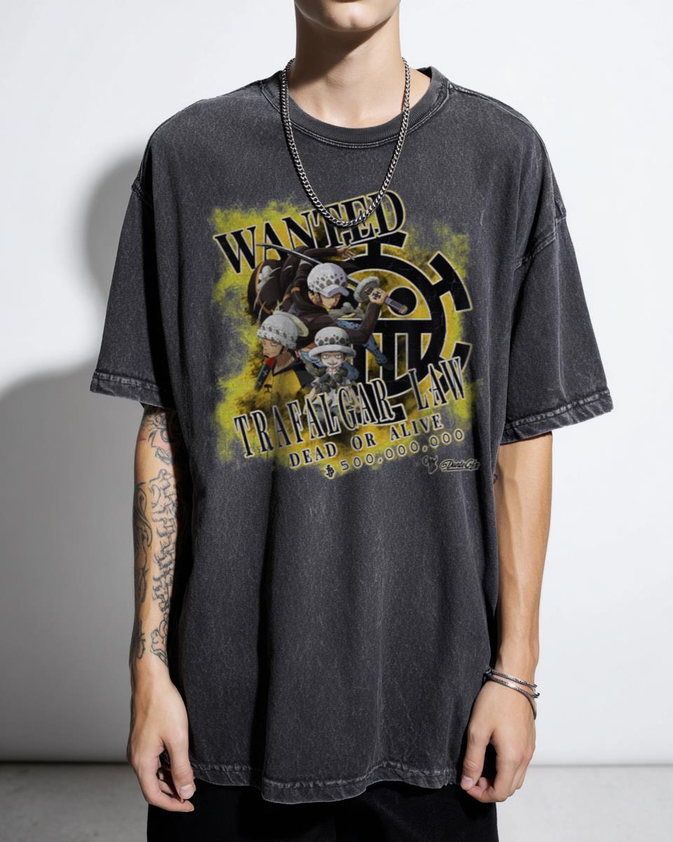 Wanted Trafalgar Law Chibi Anime T-Shirt - One Piece Fan Gift for Men