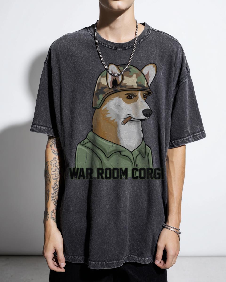 War Room Corgi Funny Dog Meme Graphic T-Shirt - Political Humor Animal Lover Gift