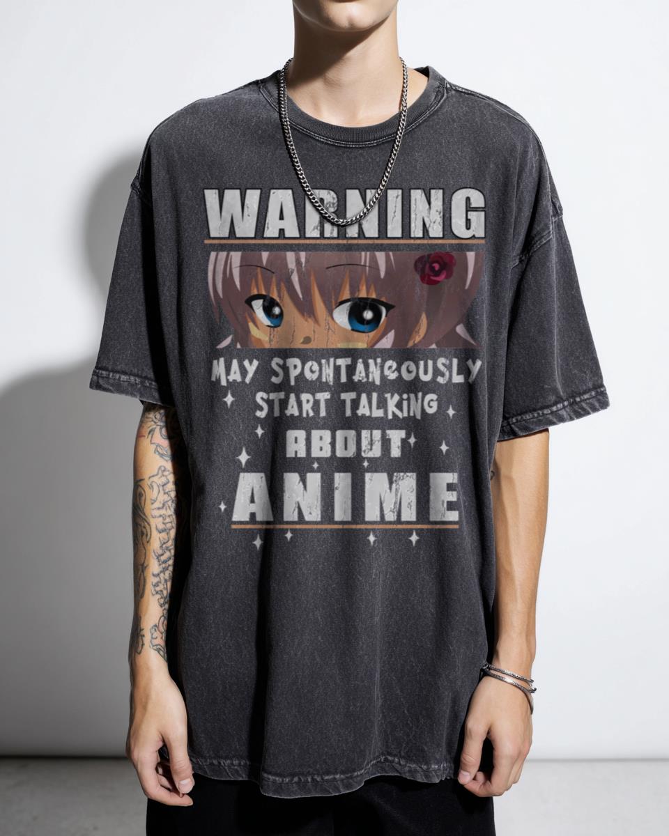 Warning! May Start Talking about ANIME! Funny Otaku T-Shirt - Japanese Fandom Humor Apparel