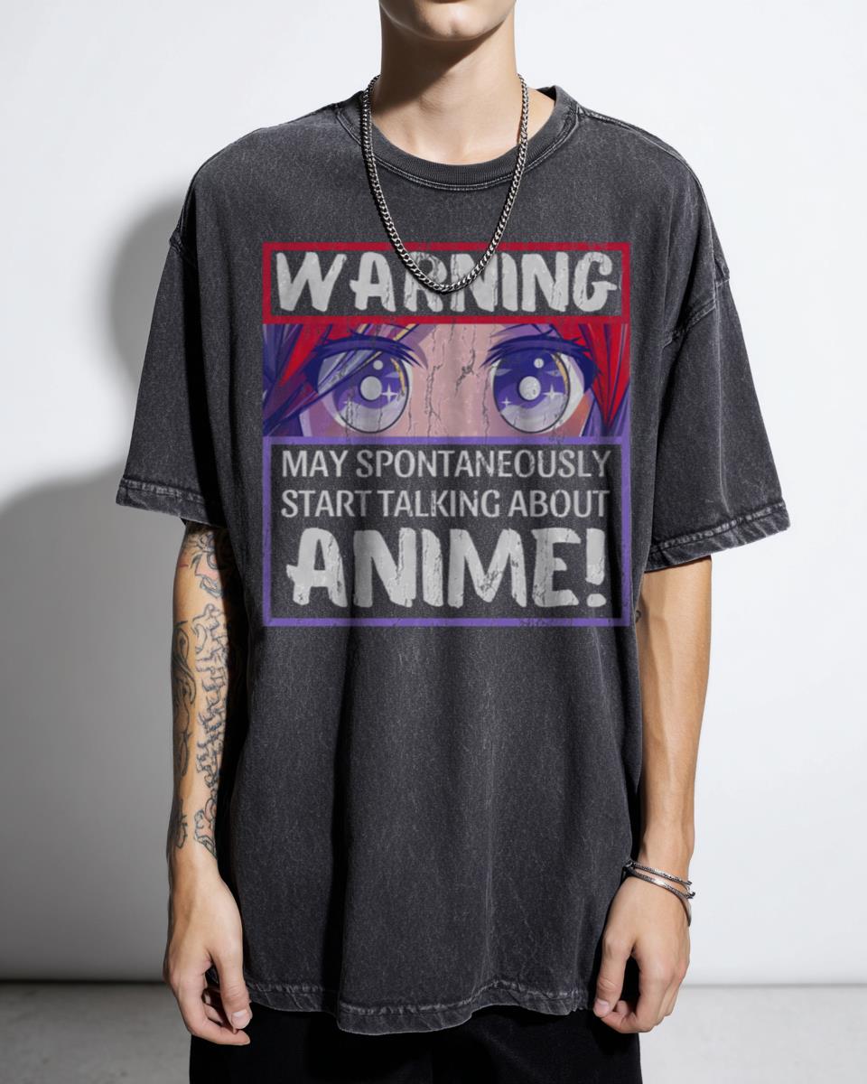 Warning May Talk About Anime Funny Manga Girl T-Shirt - Cute Japanese Otaku for Teens