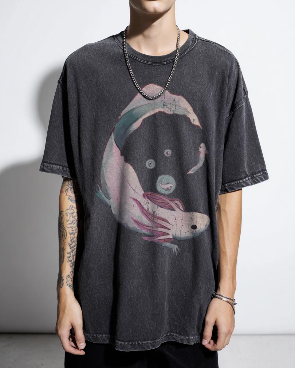 Watercolor Axolotl Growth Stages Pastel T-Shirt - Freshwater Salamander Unisex