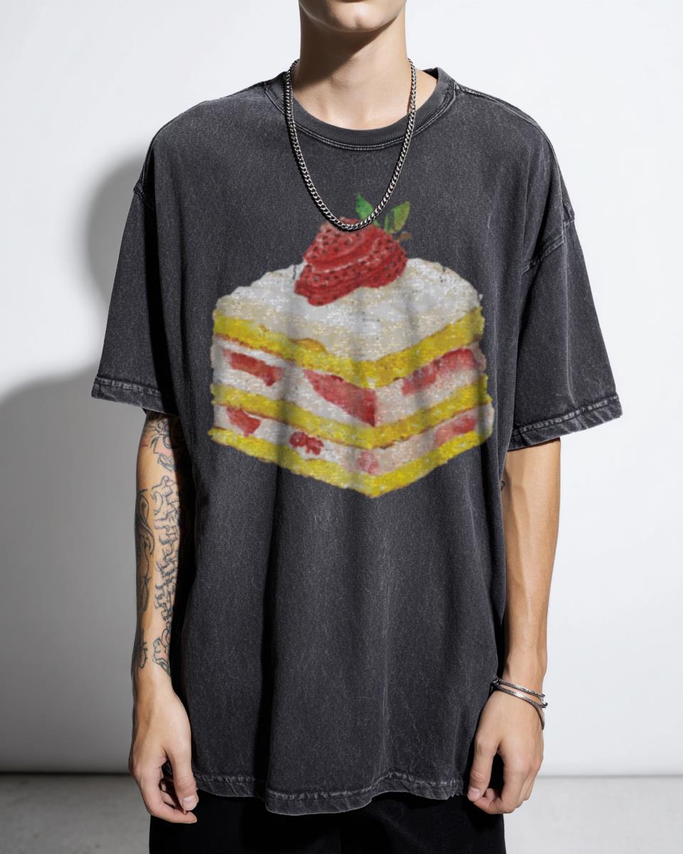 Watercolor Strawberry Shortcake Anime T-Shirt - Kawaii Pastel Dessert Foodie