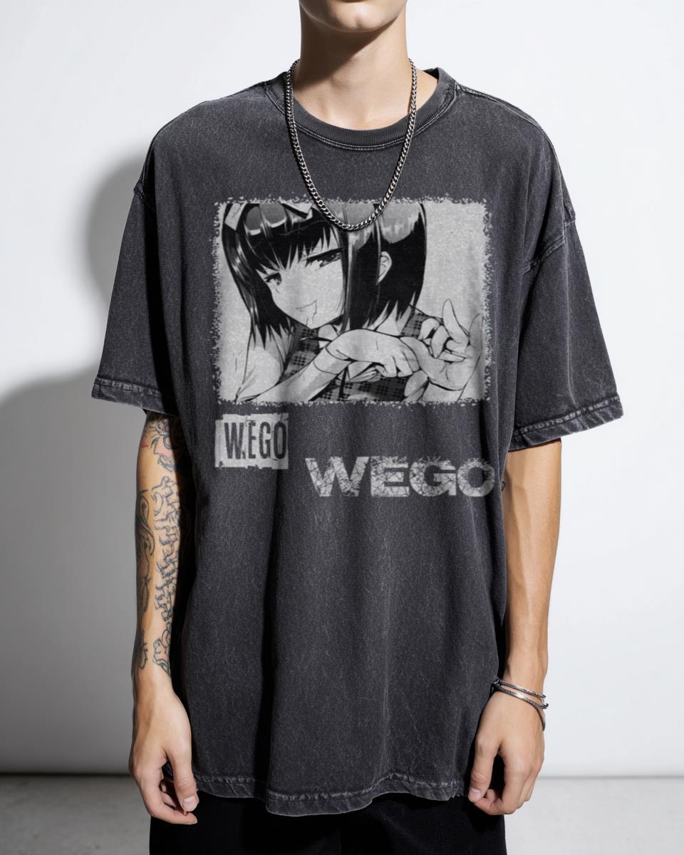 WEGO Minimalist Trendy Graphic T-Shirt - Cute Bad Girl Boy Fashion Tee