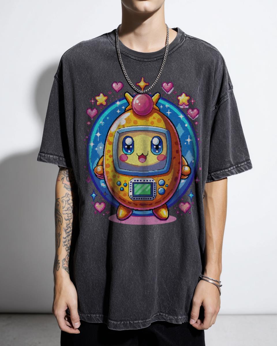 Whimsical Mametchi Tamagotchi T-Shirt - 90s Kawaii Retro Gaming Apparel