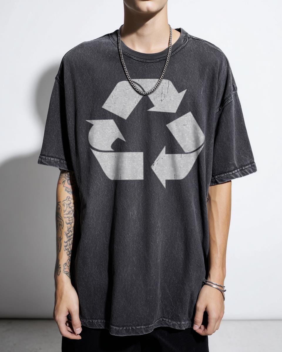 White Recycle Symbol Graphic T-Shirt - Eco-Friendly Earth Awareness Tee Unisex