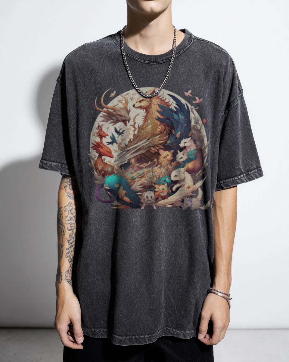 Wildlife Fusion Anime T-Shirt | Dragon Pokemon Naruto Graphic