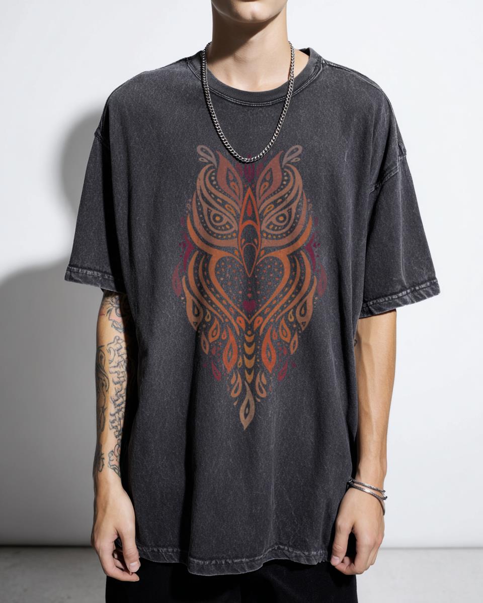 Wise Owl Ethnic Tribal Ornament Graphic Tee