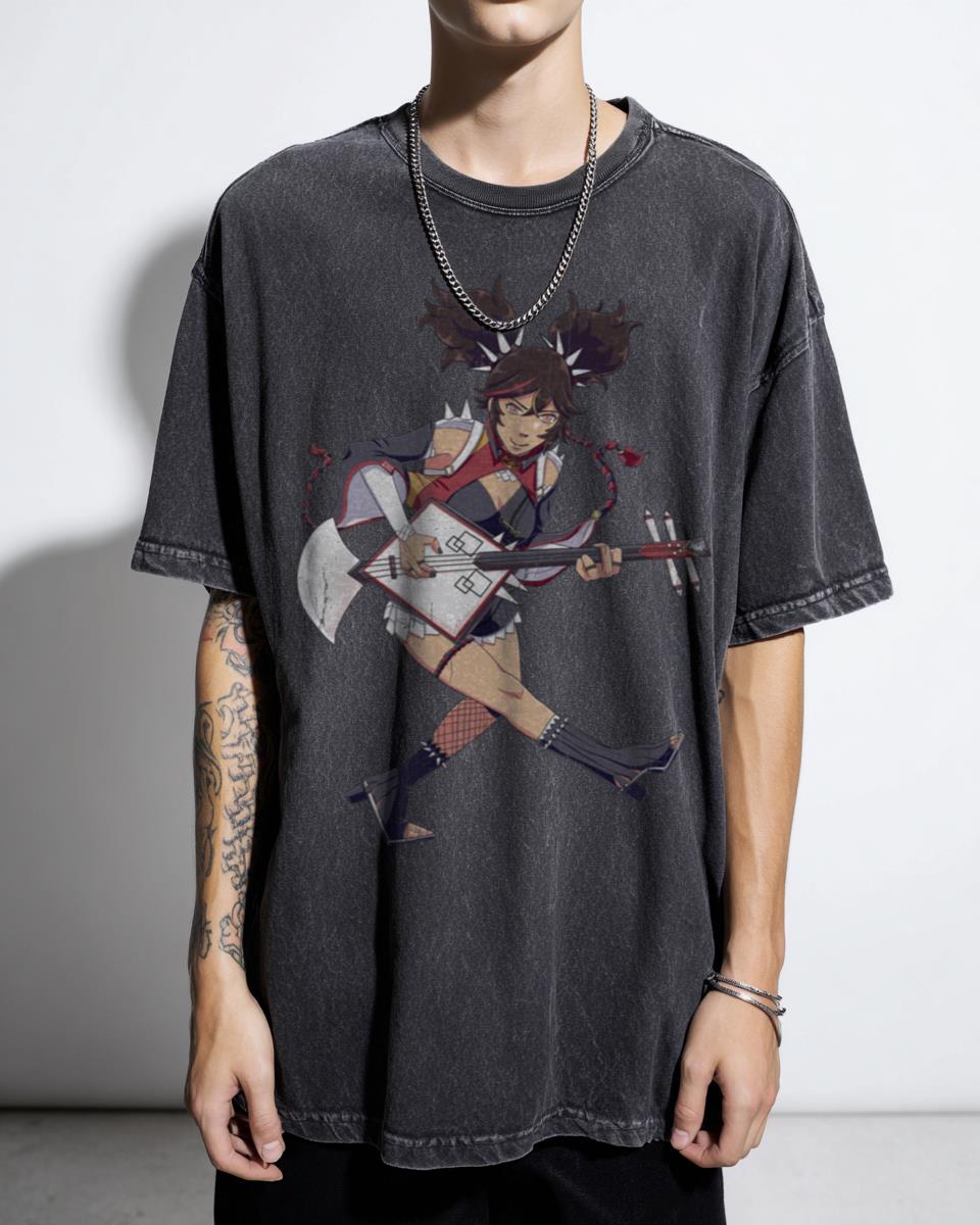 Xinyan Rocks Genshin Impact Pyro Rockstar T-Shirt - 90s Anime Style Gaming