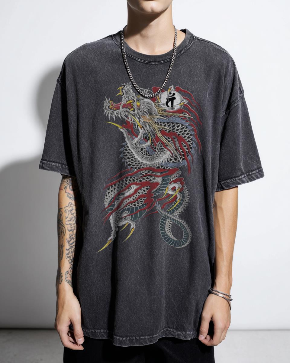Yakuza Kiryu Dragon Back Tattoo Gaming T-Shirt - Japanese Video Game Art