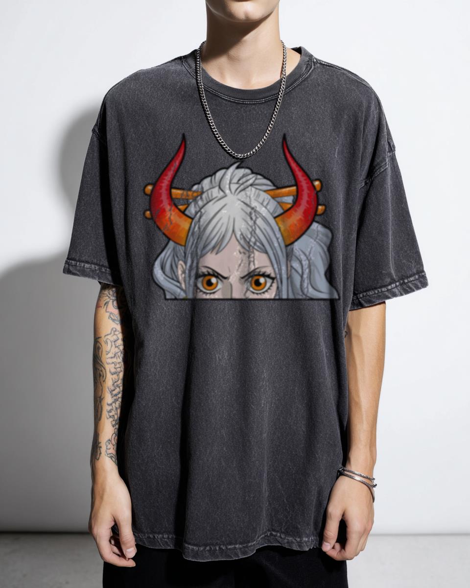 Yamato One Piece Peeker Anime Horned Warrior T-Shirt - Wano Arc Kaido's Son