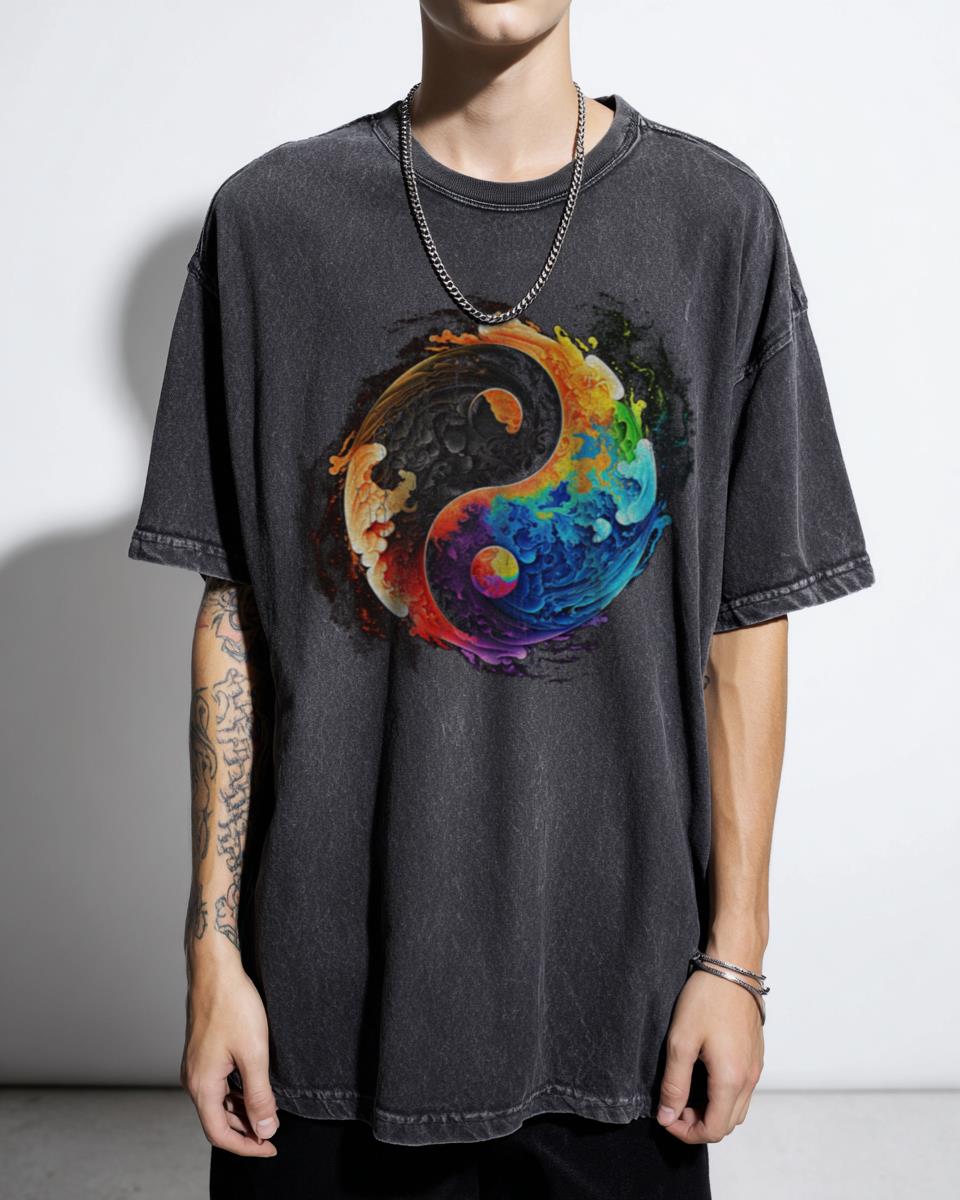 Yin Yang Clouds T-Shirt | Colorful Balance Graphic Tee
