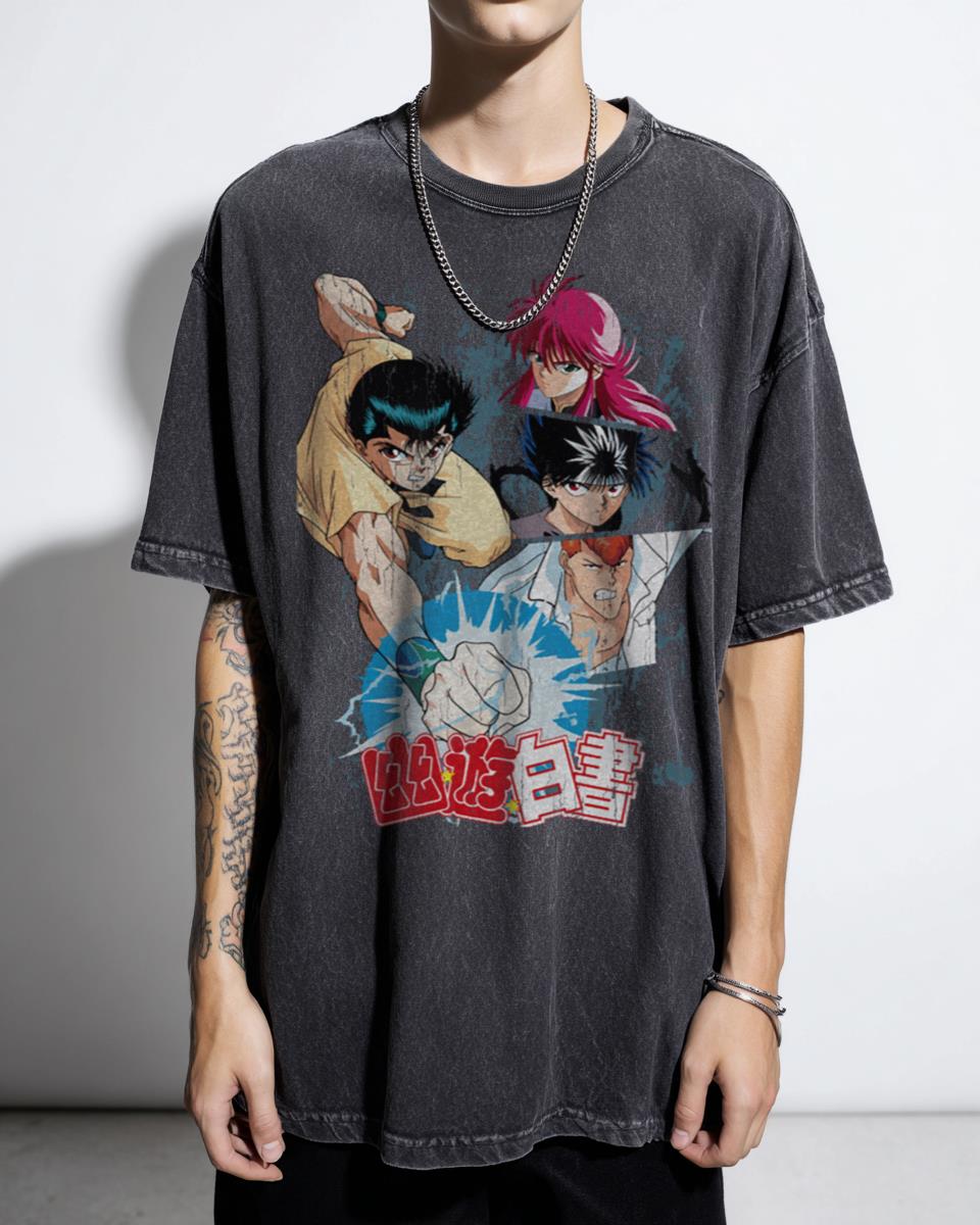 Yu Yu Hakusho Urameshi Team 90s Anime T-Shirt - Retro Yusuke Hiei Kurama Tee