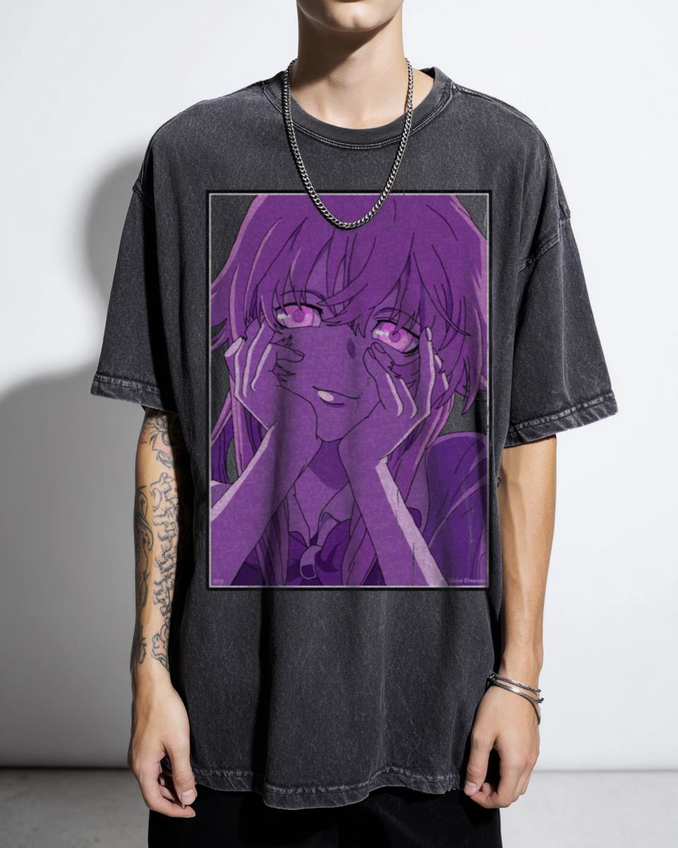 Yuno Gasai Yandere Face Mirai Nikki T-Shirt - Future Diary Anime Graphic Tee Unisex