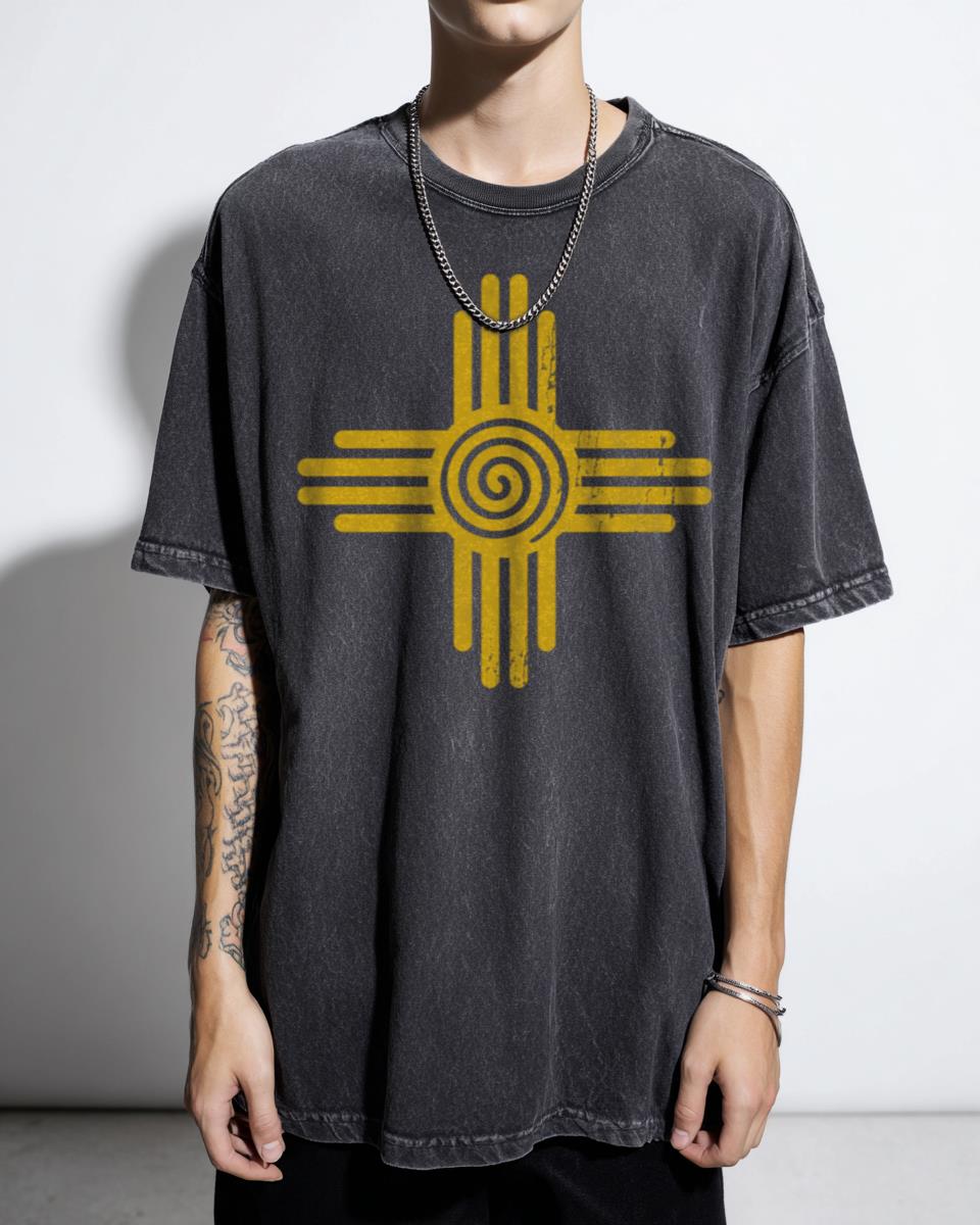 Zia Sun Spiral New Mexico Flag T-Shirt - Native American Symbolism Unisex
