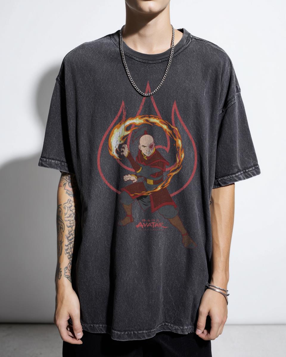 Zuko Firebender Warrior Avatar T-Shirt - Last Airbender Flames Kanji Unisex